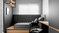 Apartamento decorado: quarto com escrivaninha